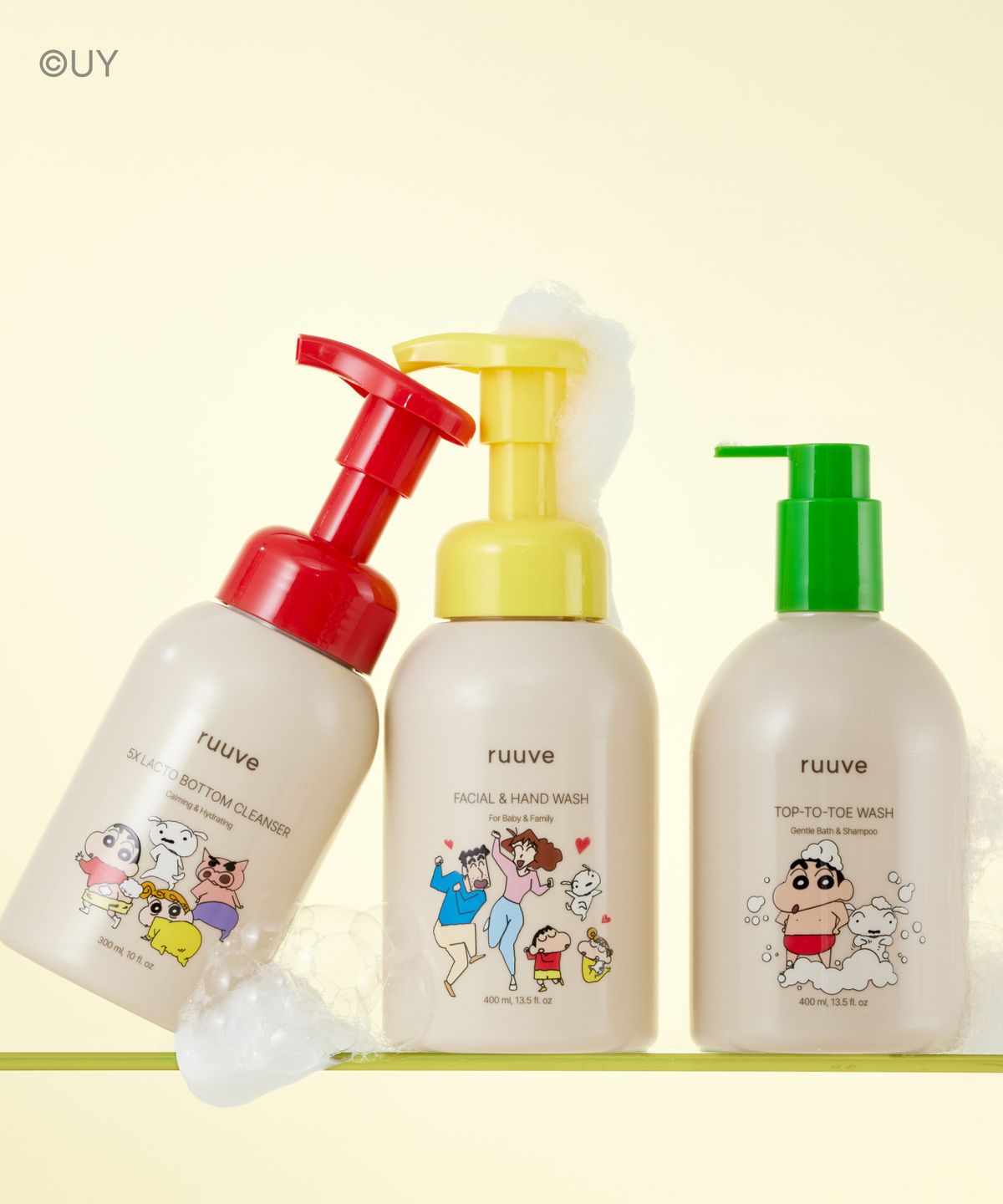 러베(RUUVE) [짱구에디션 3종] 락토 엉덩이 클렌저 300ml+페이셜 핸드워시 400ml+탑투토워시 400ml