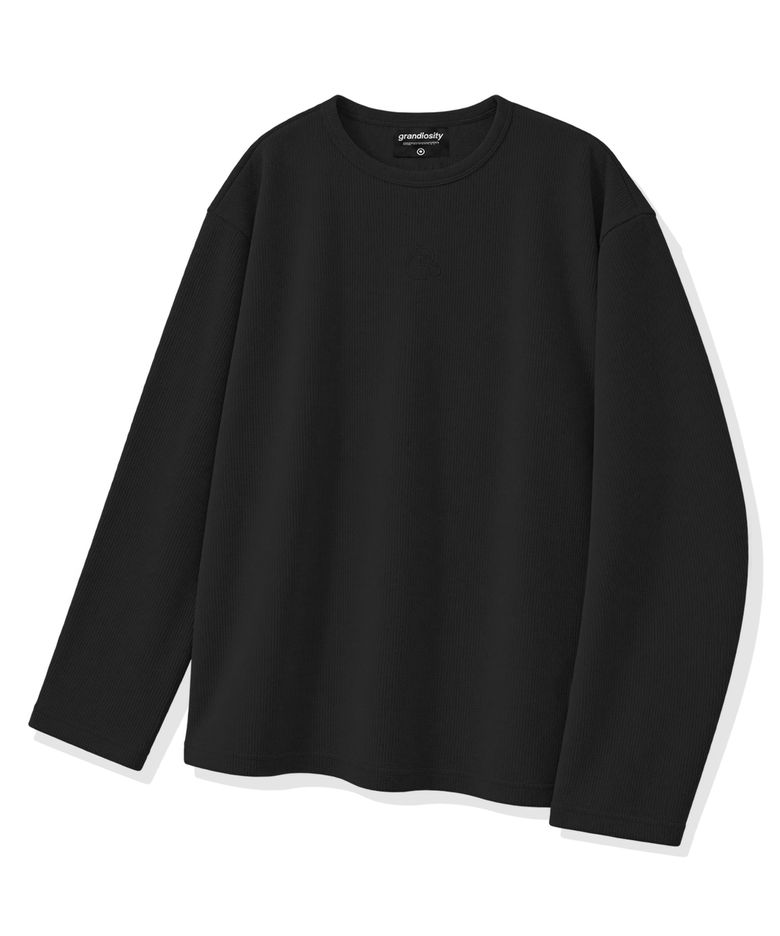 헤비 립브드 오버핏 롱 슬리브 티셔츠 (블랙)
