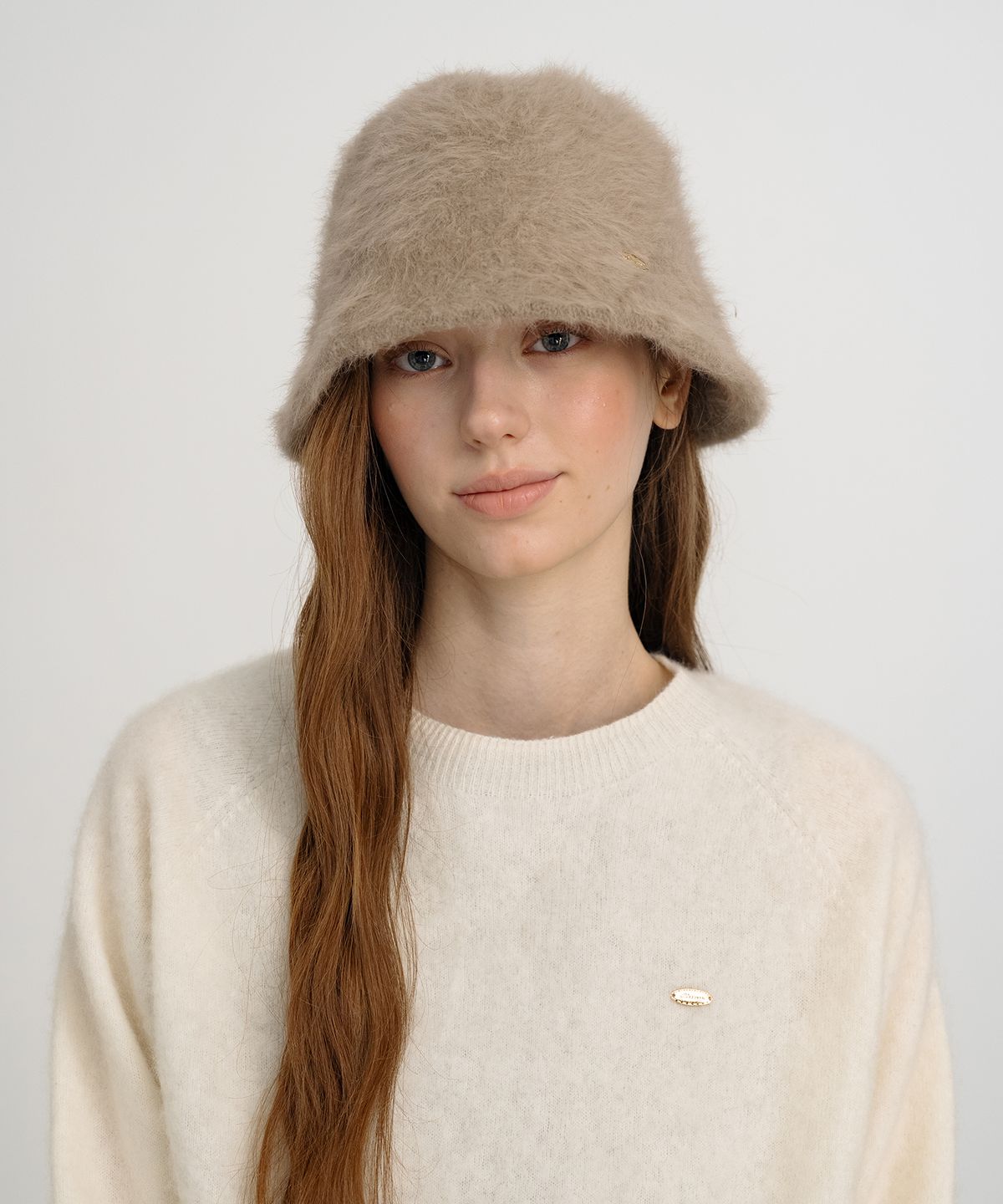 클루니(CLUNY) Soft Angora Cloche Hat - Brown