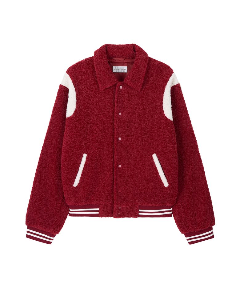 FLEECE VARSITY JACKET RED