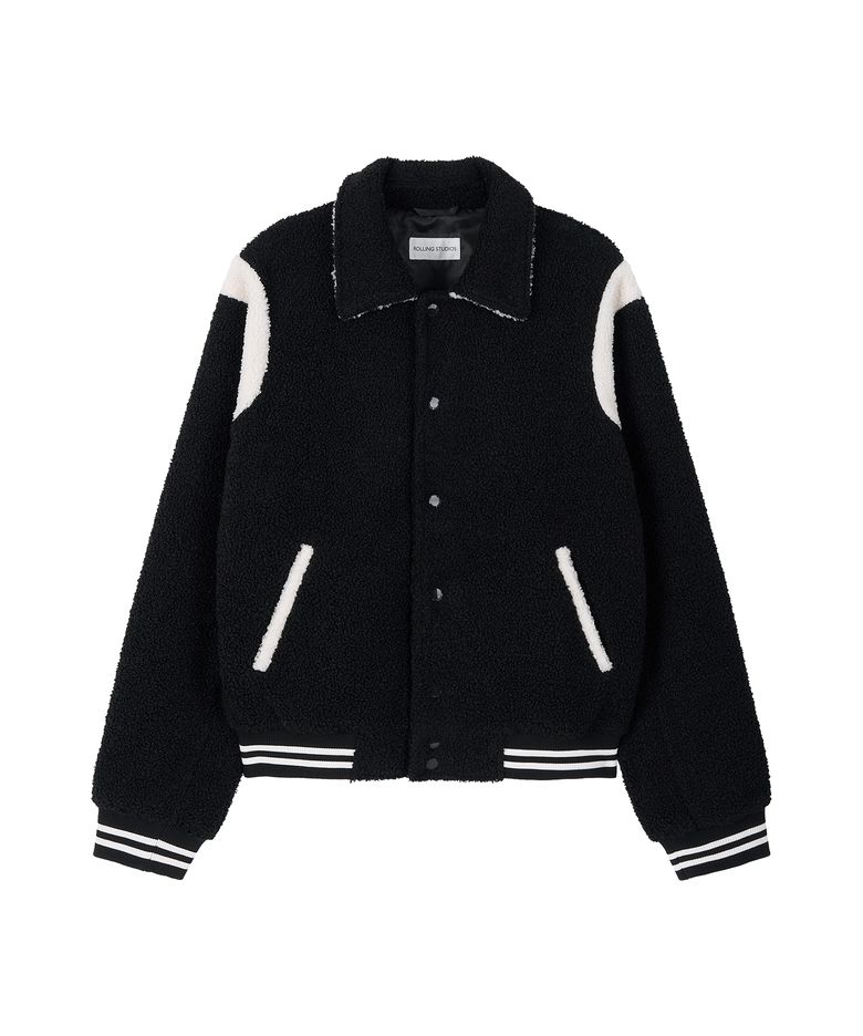 FLEECE VARSITY JACKET BLACK