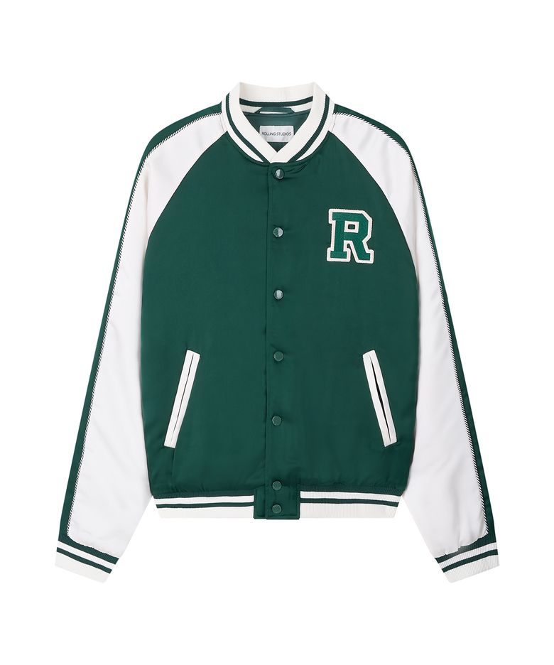 SATIN SOUVENIR JACKET GREEN/IVORY