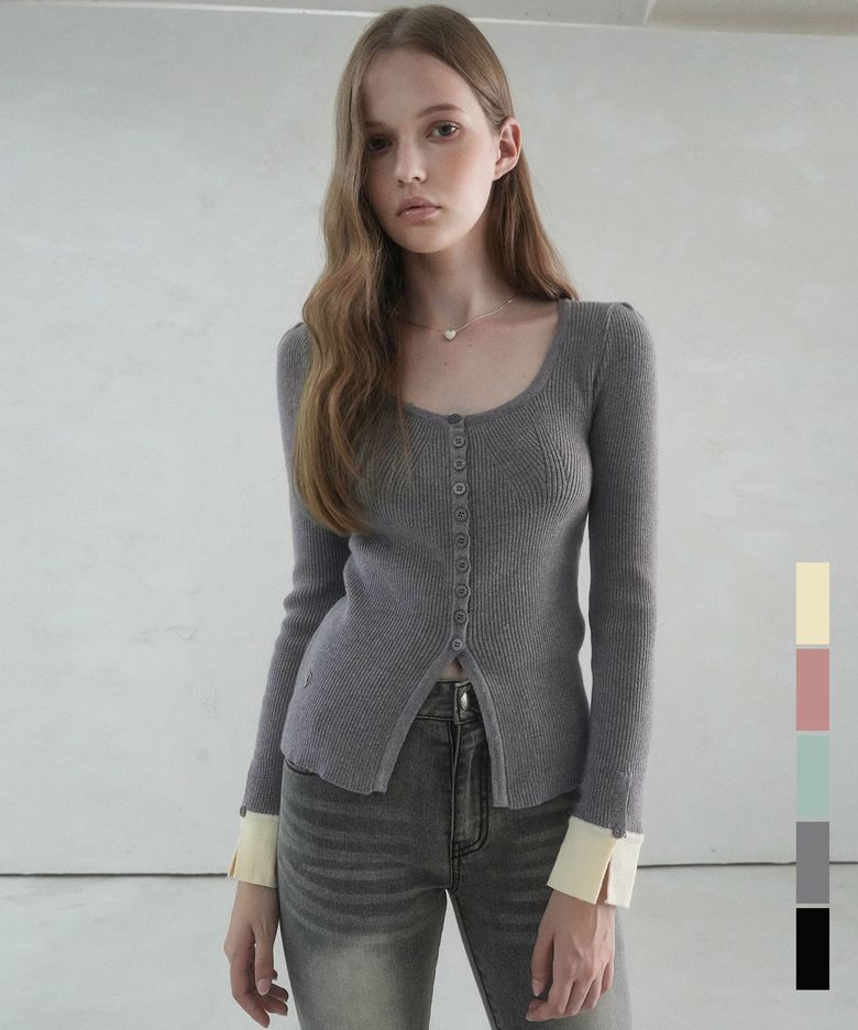 Andy Square-neck Button Cardigan_5COL