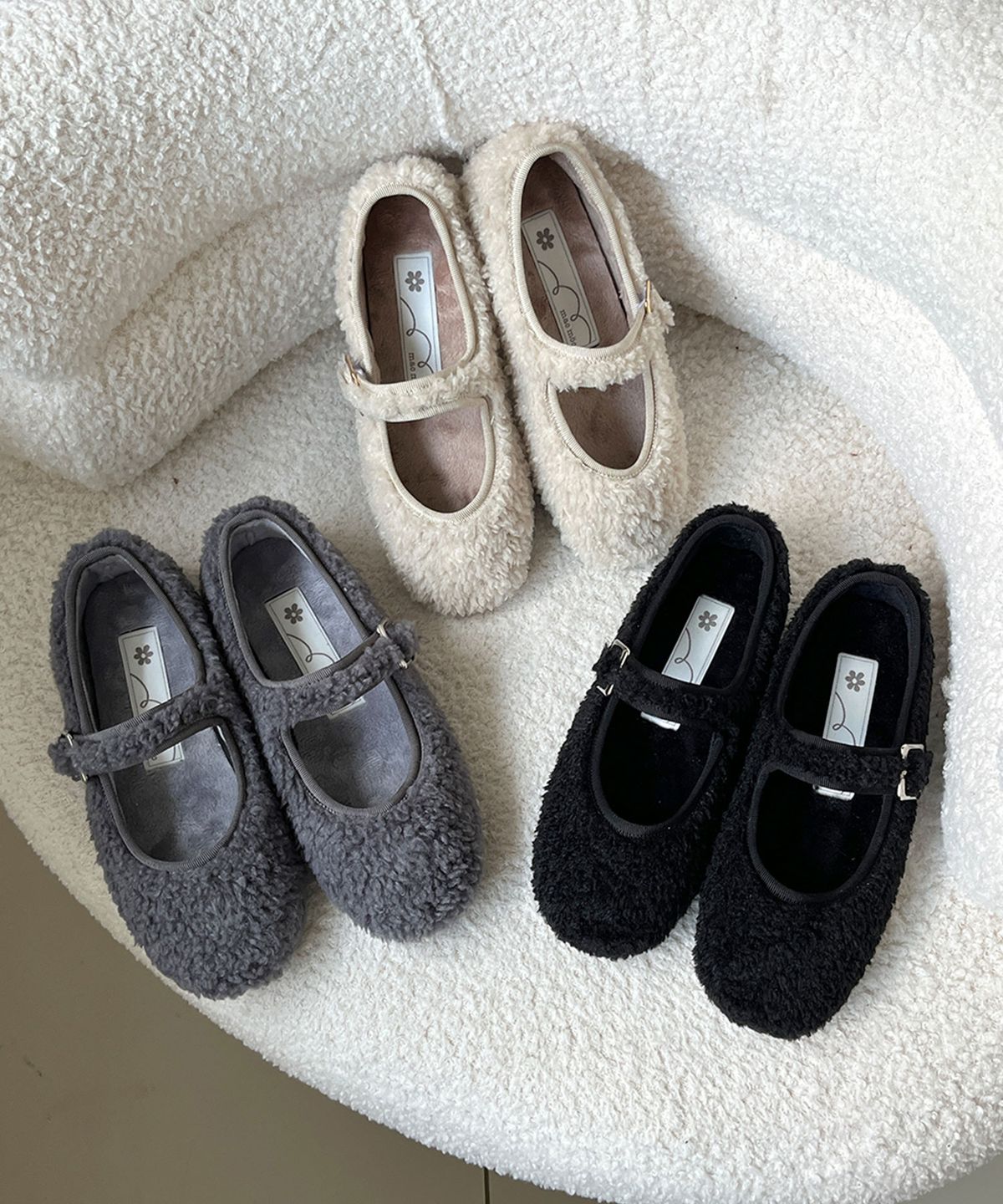마크모크(MAC MOC) Bbogle Kids 뽀글 키즈 시어링 벨크로 메리제인 플랫_3colors