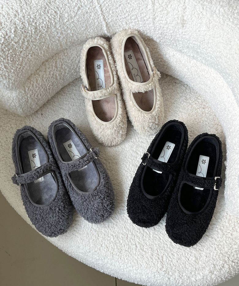Bbogle Kids 뽀글 키즈 시어링 벨크로 메리제인 플랫_3colors