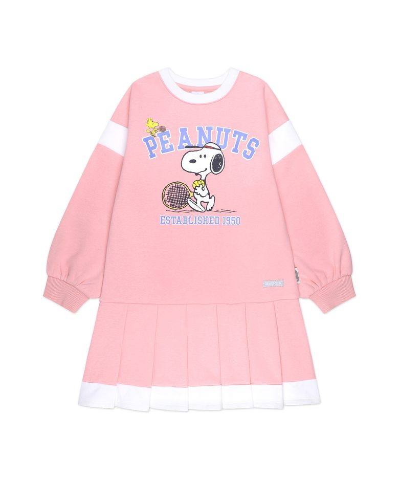 [피너츠]스누피 배색플리츠밍크기모원피스