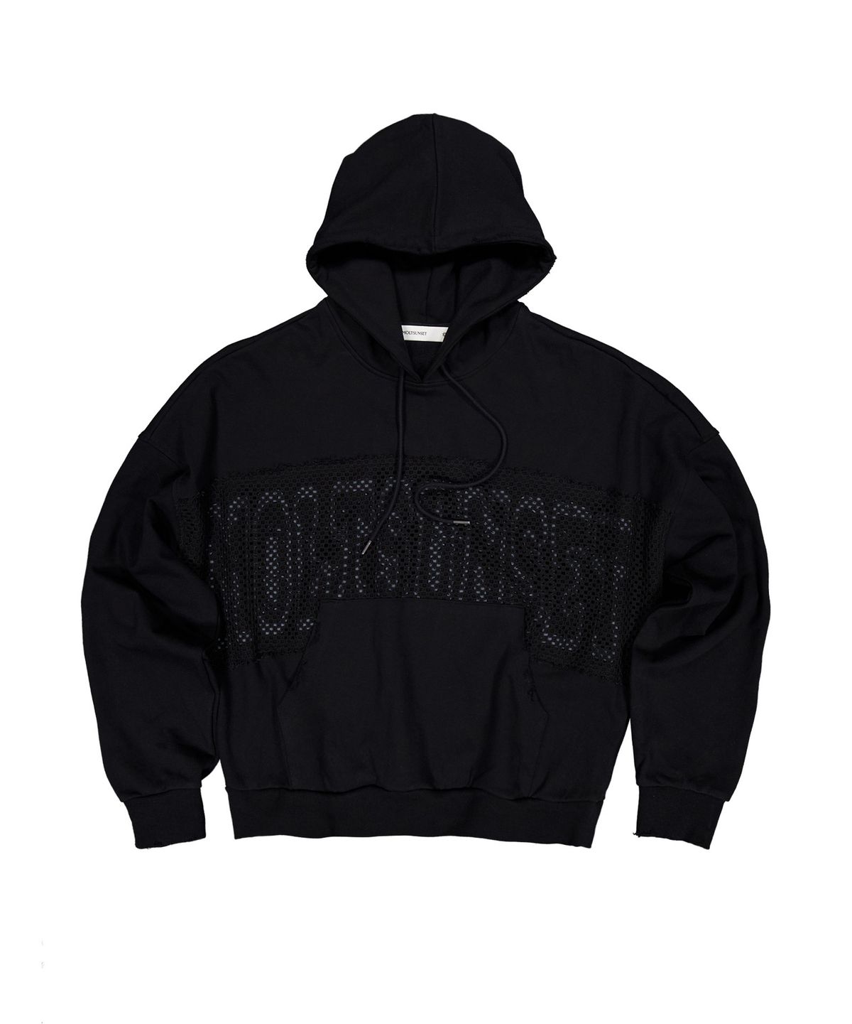 몰트선셋(MOLTSUNSET) Fishnet Distressed Hoodie - Black