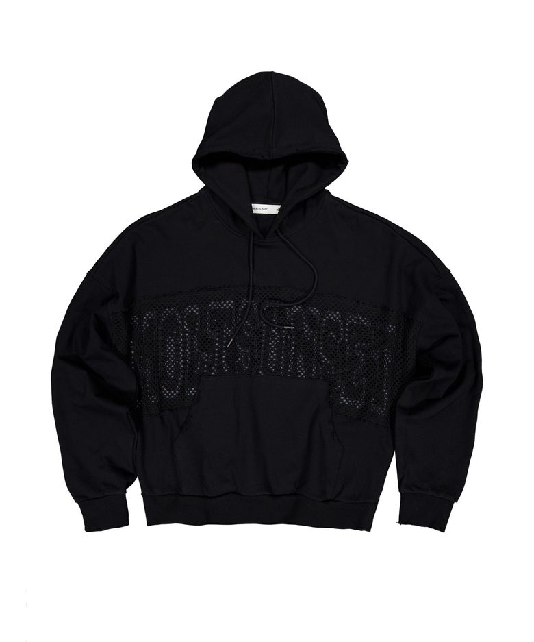 Fishnet Distressed Hoodie - Black
