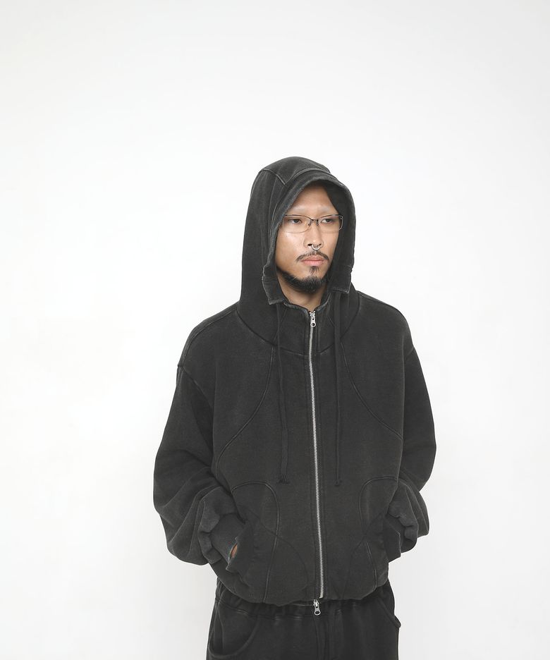 Suture zip-up hoodie