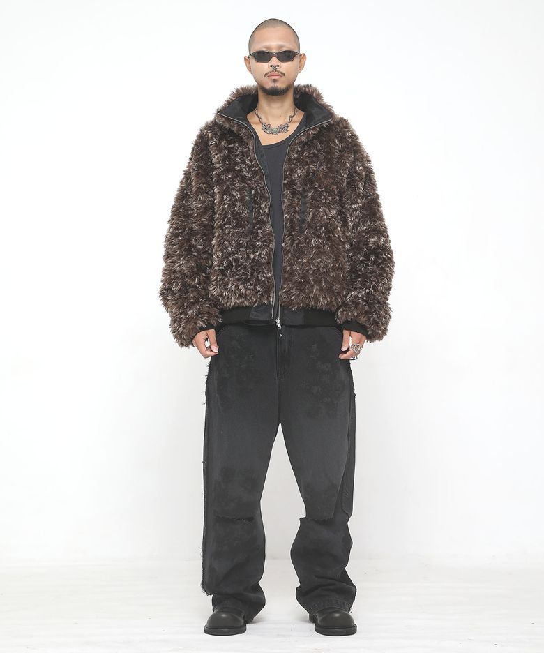 Black eroded denim