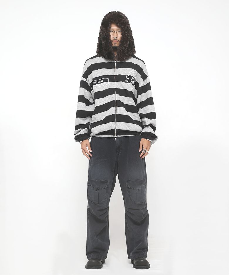 Bearhead fur zip-up hoodie(S)