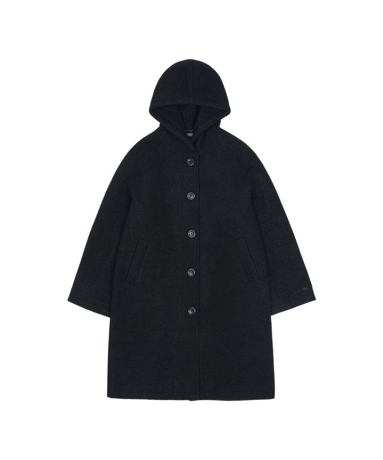 038 HOODED LONG COAT NAVY