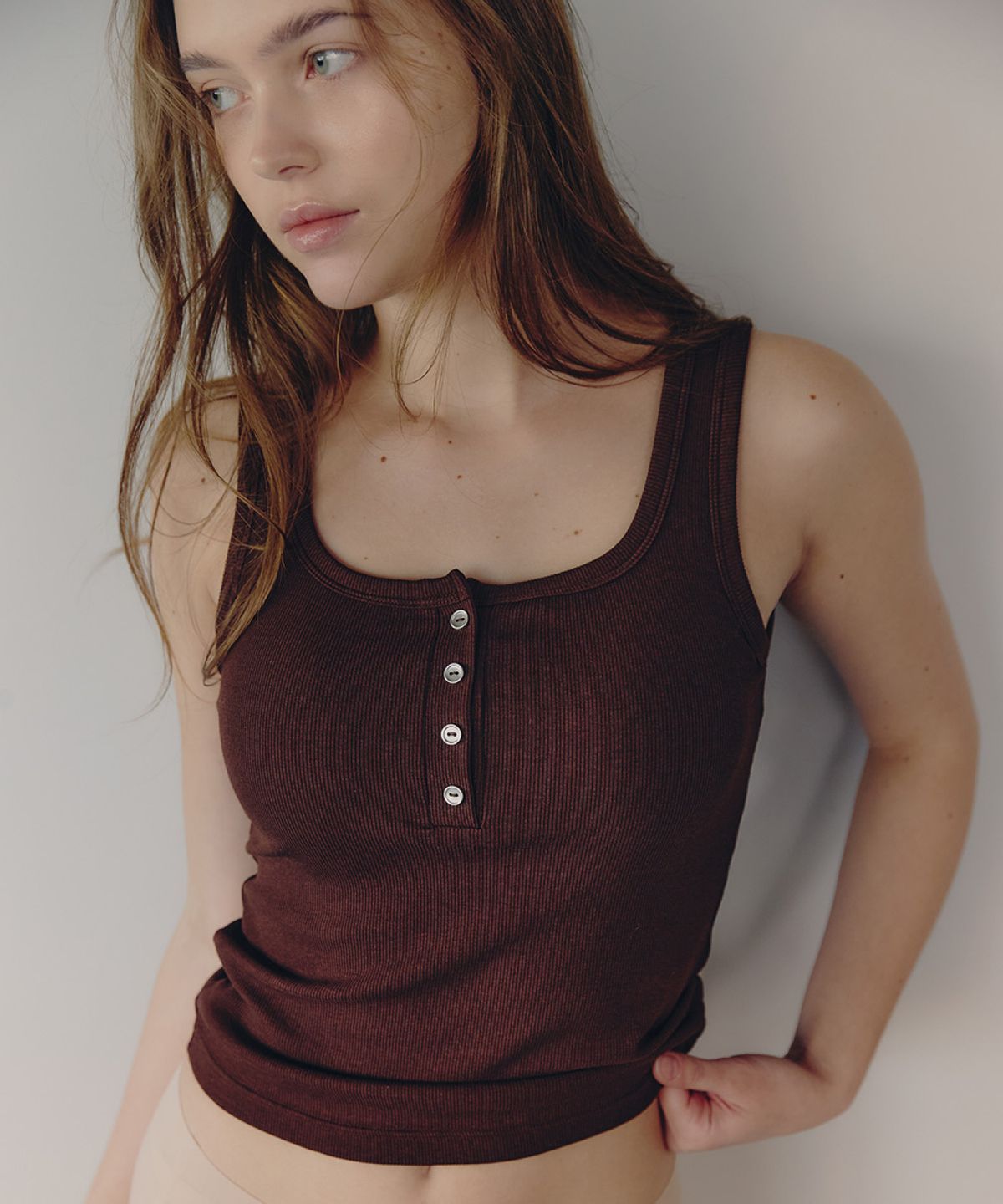 헤이로어(HEYLORE) 올데이 스퀘어 버튼 브라탑
