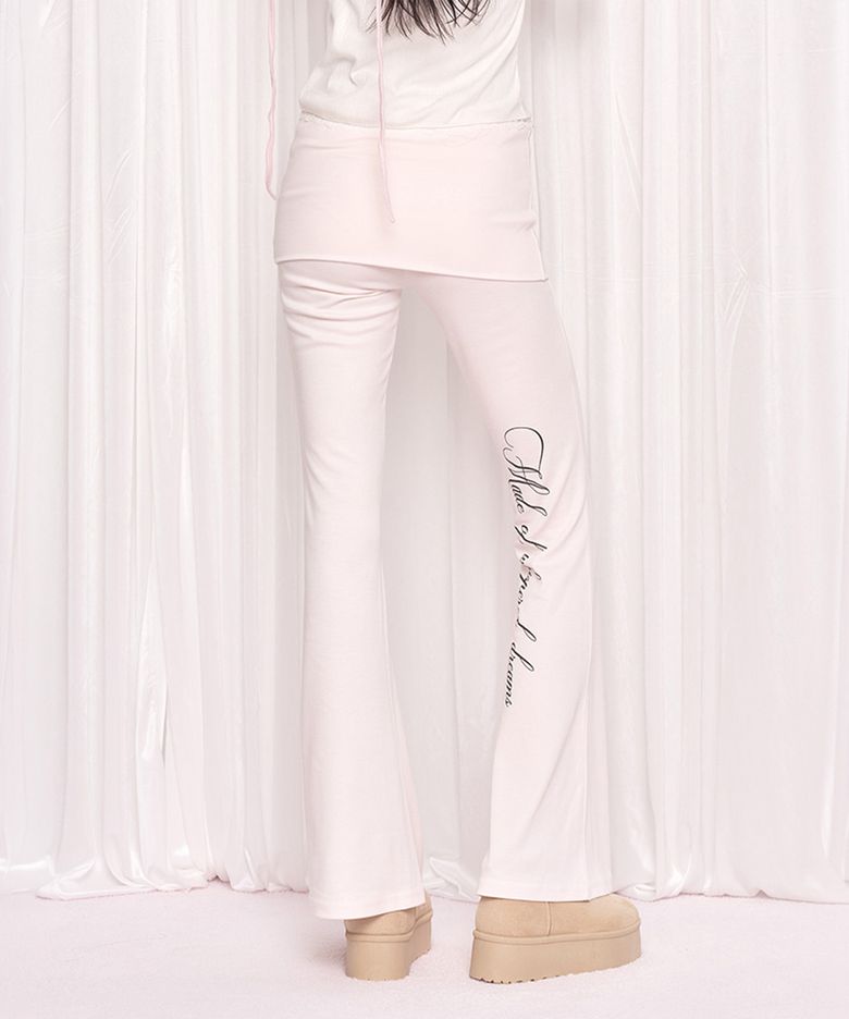 Letter Fold Flare Pants - PINK