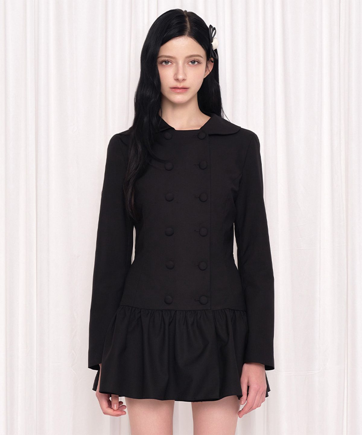 위스페어리(WHISFAIRY) Dolly Double Jacket Dress - BLACK