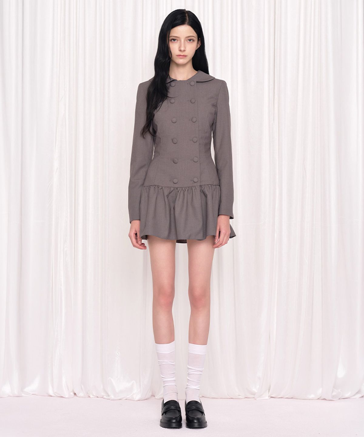 위스페어리(WHISFAIRY) Dolly Double Jacket Dress - GRAY