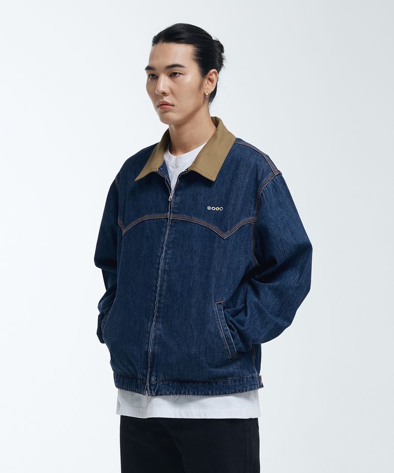 데님 집업 워크 자켓 딥블루 K6