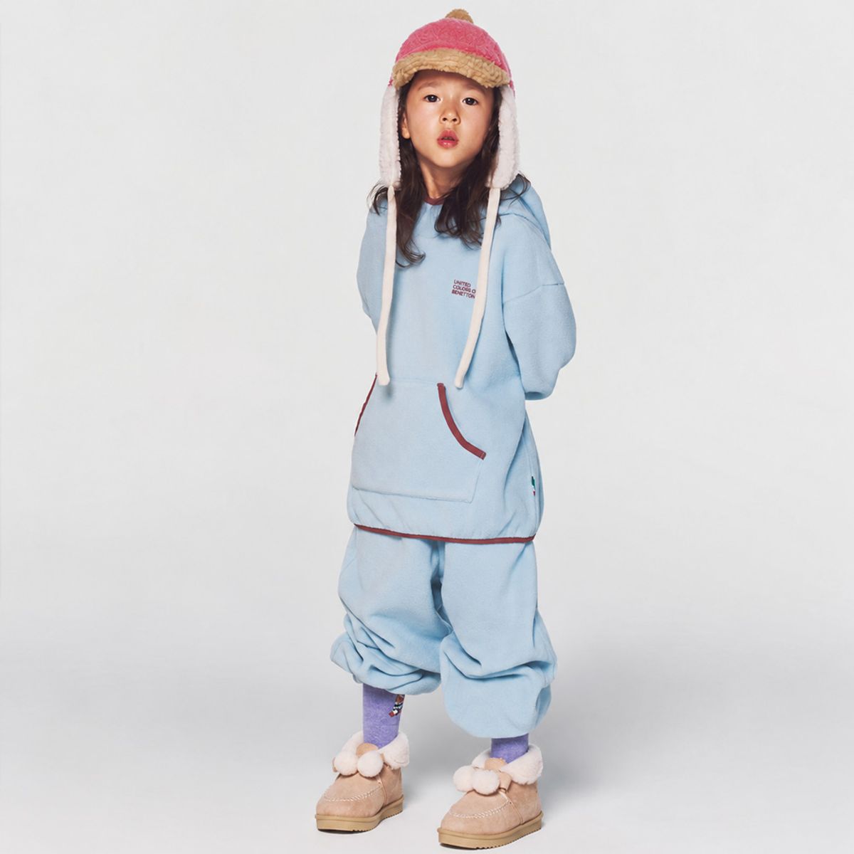 베네통키즈(BENETTONKIDS) [파밀리아] 스트릿 플리스 후디_QAMTG1661LB