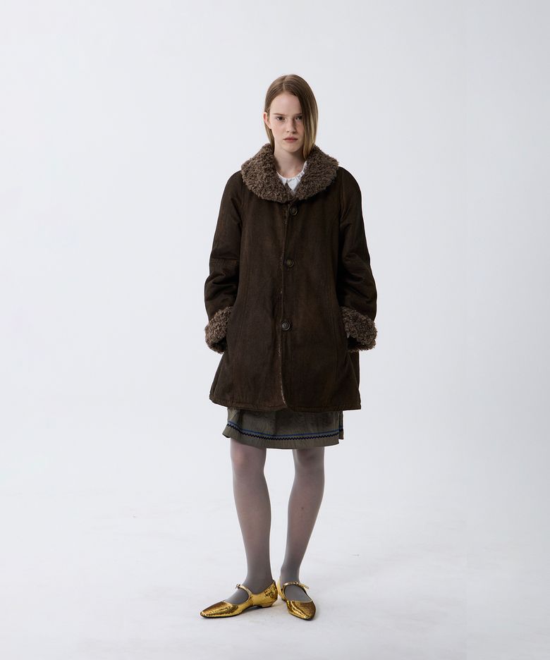REVERSIBLE VINTAGE FUR COAT (GREYISH BROWN)