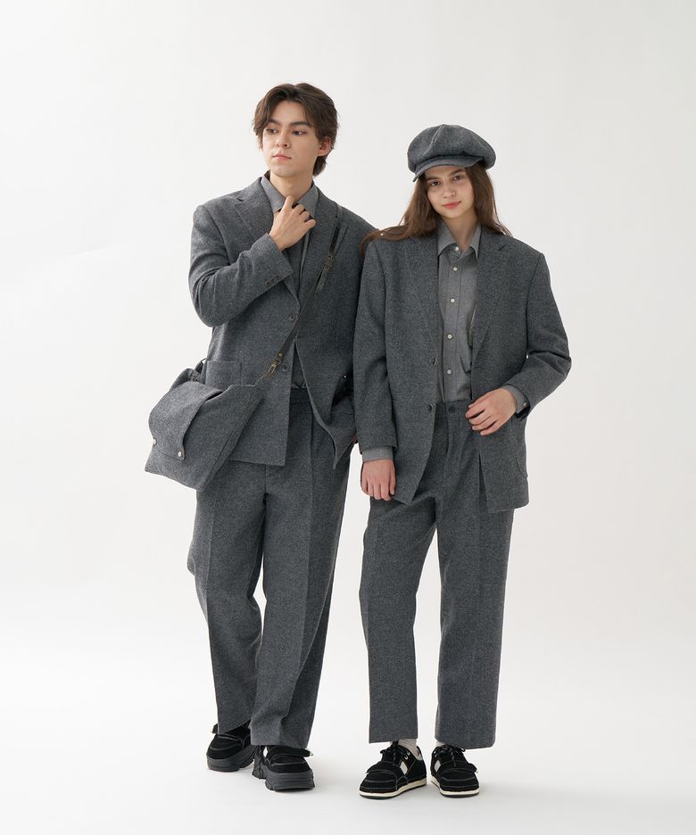 MERINO WOOL JACKET_MELANGE GREY