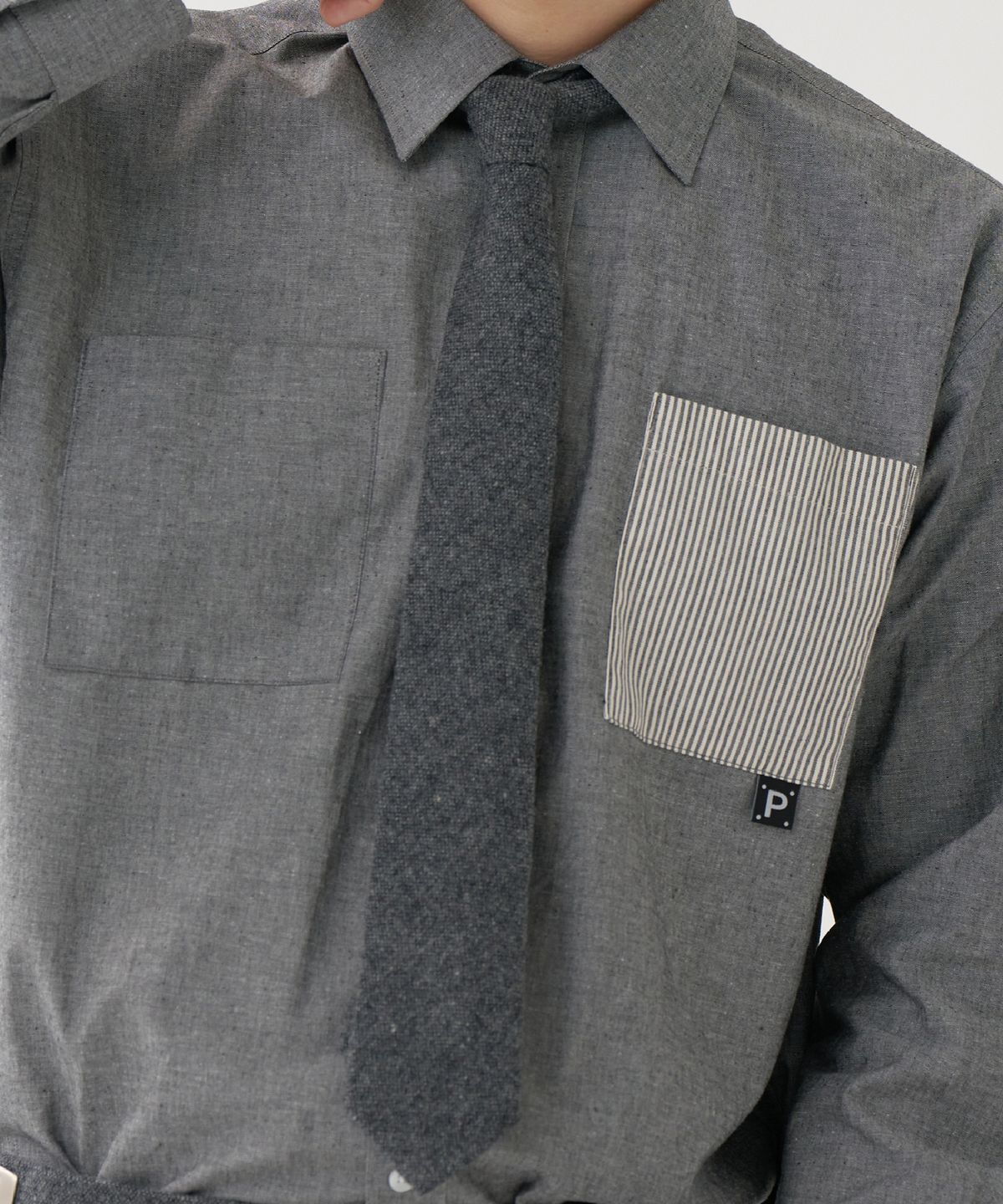 플랑 드 마룬(PLAN DE MAROON) MERINO WOOL NECKTIE_MELANGE GREY