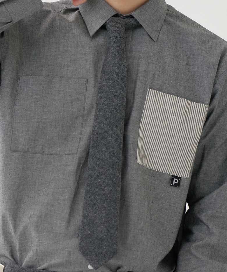 MERINO WOOL NECKTIE_MELANGE GREY