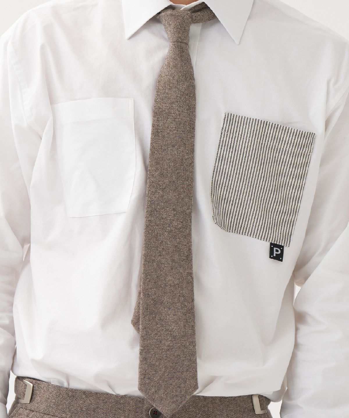 플랑 드 마룬(PLAN DE MAROON) MERINO WOOL NECKTIE_MELANGE BROWN