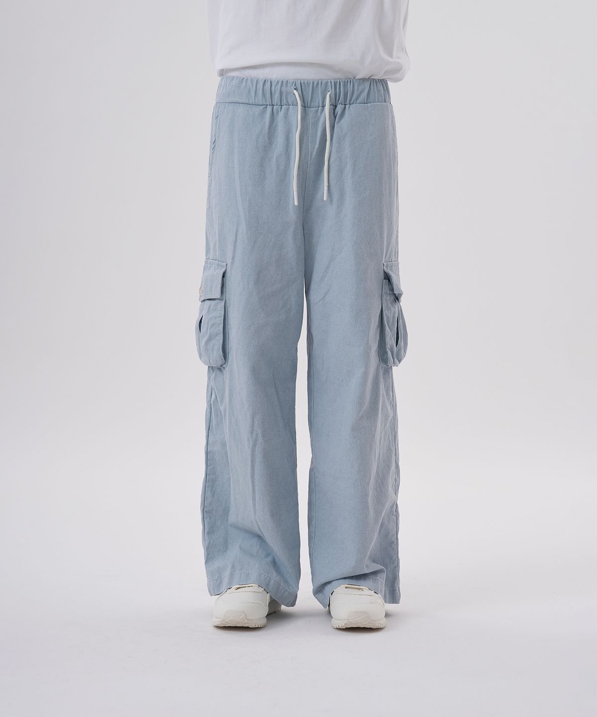 플랑 드 마룬(PLAN DE MAROON) WASHED PIGMENT CARGO PANTS_SKY BLUE