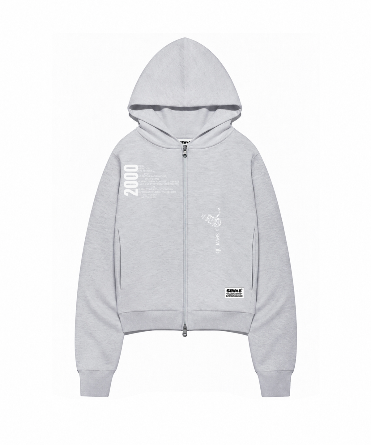 쏘비(SEW-B) 히든포켓 2000 (세미크롭) 후드집업 [그레이 멜란지]