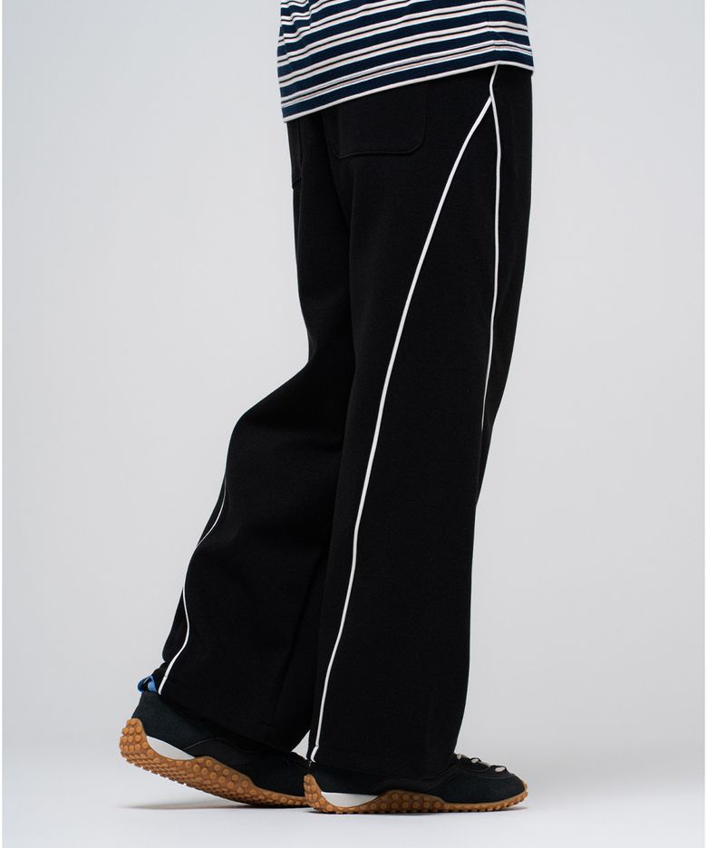 CURVED PIPING TRACK PANTS_BLACK