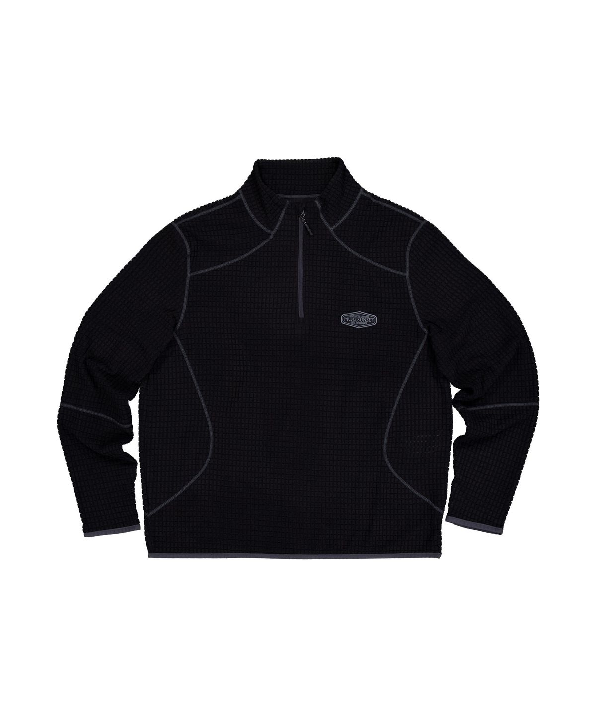 몰트선셋(MOLTSUNSET) Row Stitch Grid Quarter-Zip - Black