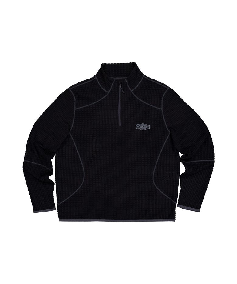 Row Stitch Grid Quarter-Zip - Black