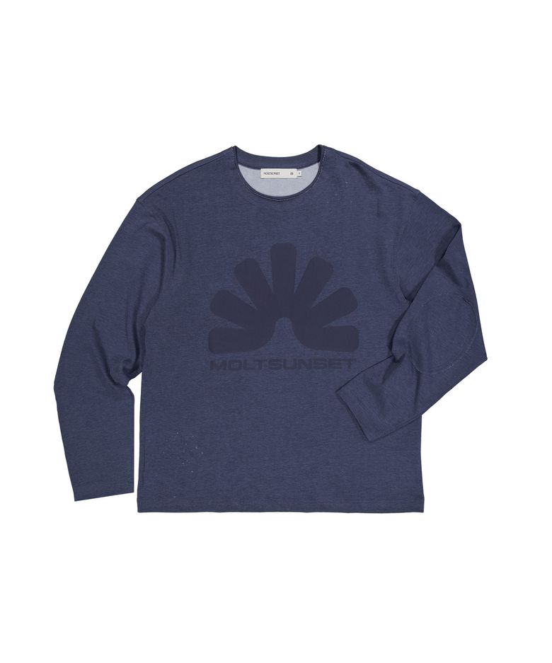 Washed Damaged Long Sleeve - Navy