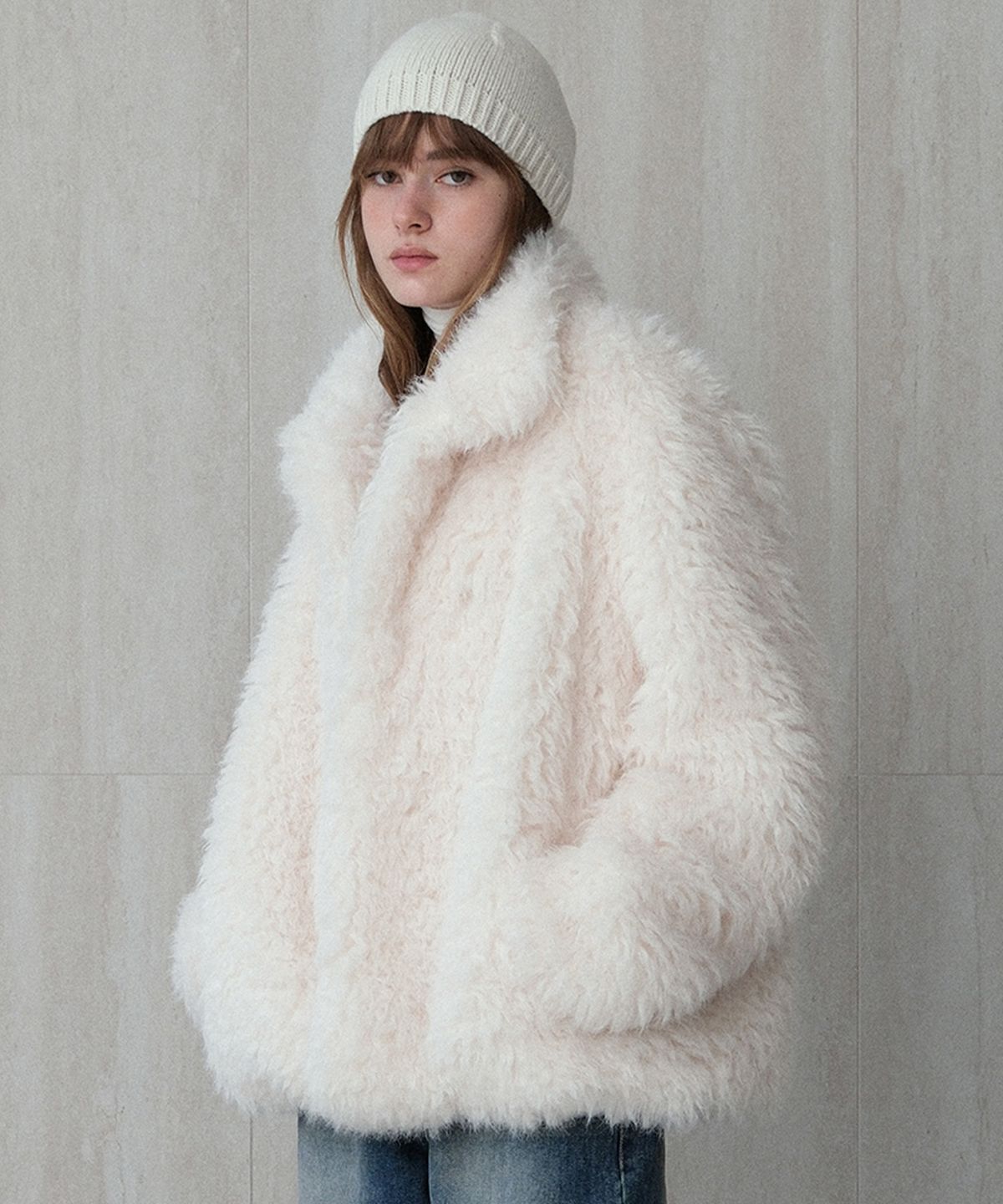 르(LE) vintage fur half coat (ivory)