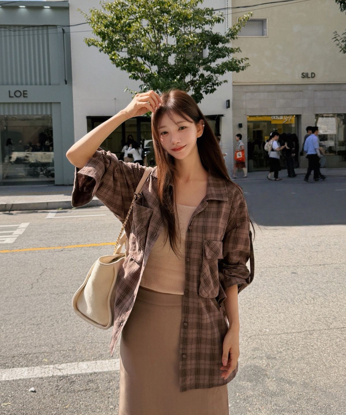 카인다미(KINDAME) 오버핏 롤업 체크 셔츠 자켓