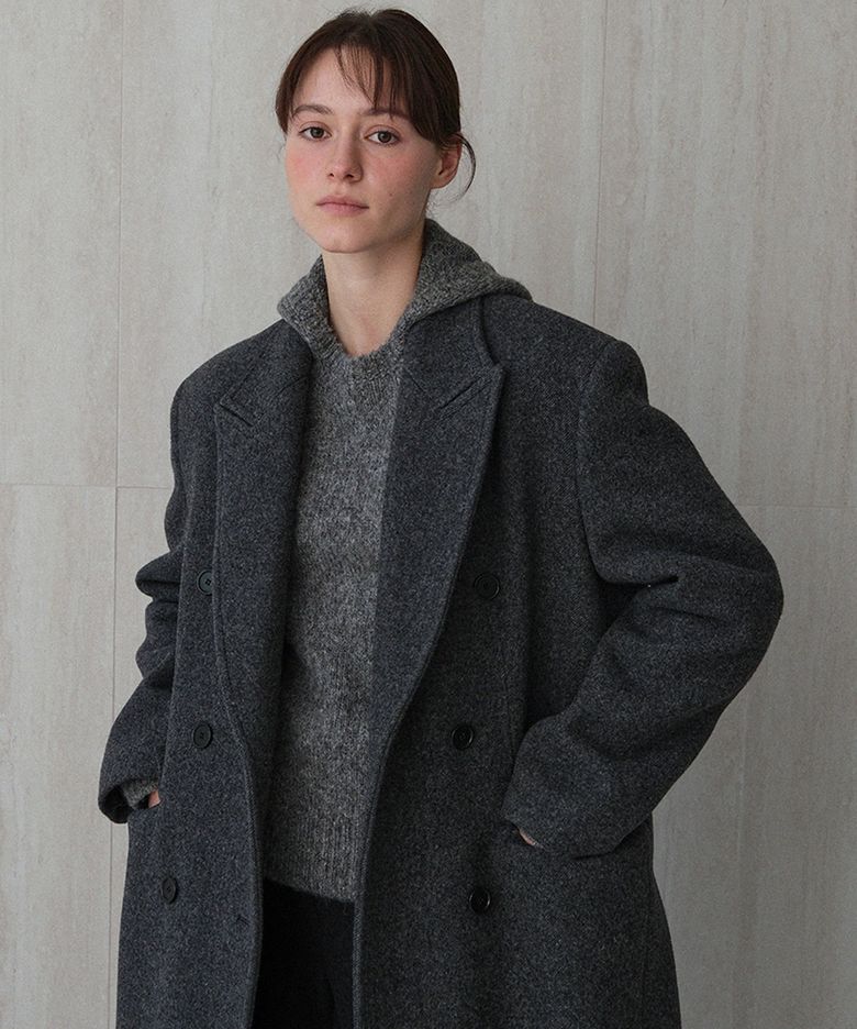 wool classic double breasted coat (charcoal)
