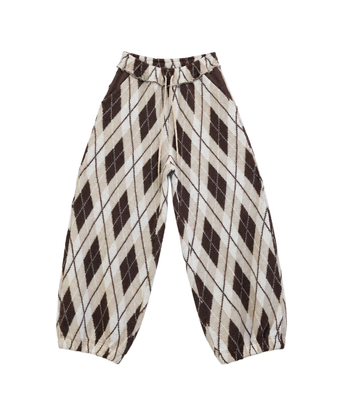 솜속(SOMSOC) NUIT ARGYLE KNIT LOUNGE PANTS_BEIGE