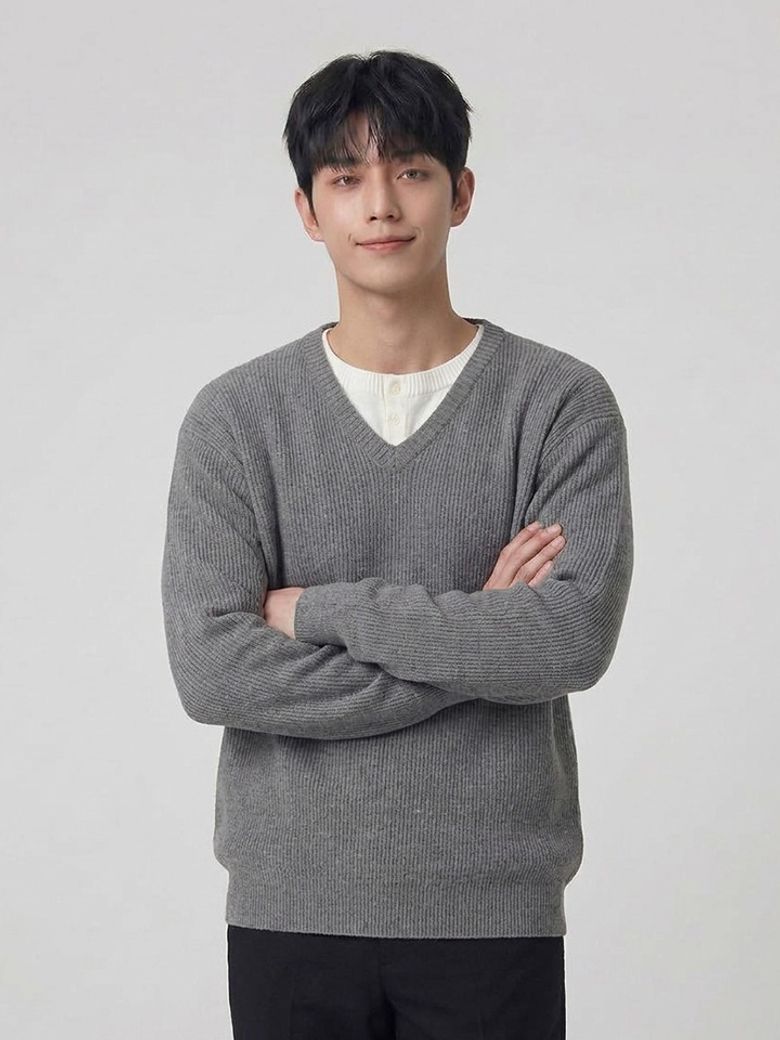 남성 브이넥 헨리 레이어드 풀오버 니트_055(10590-040-804-69)