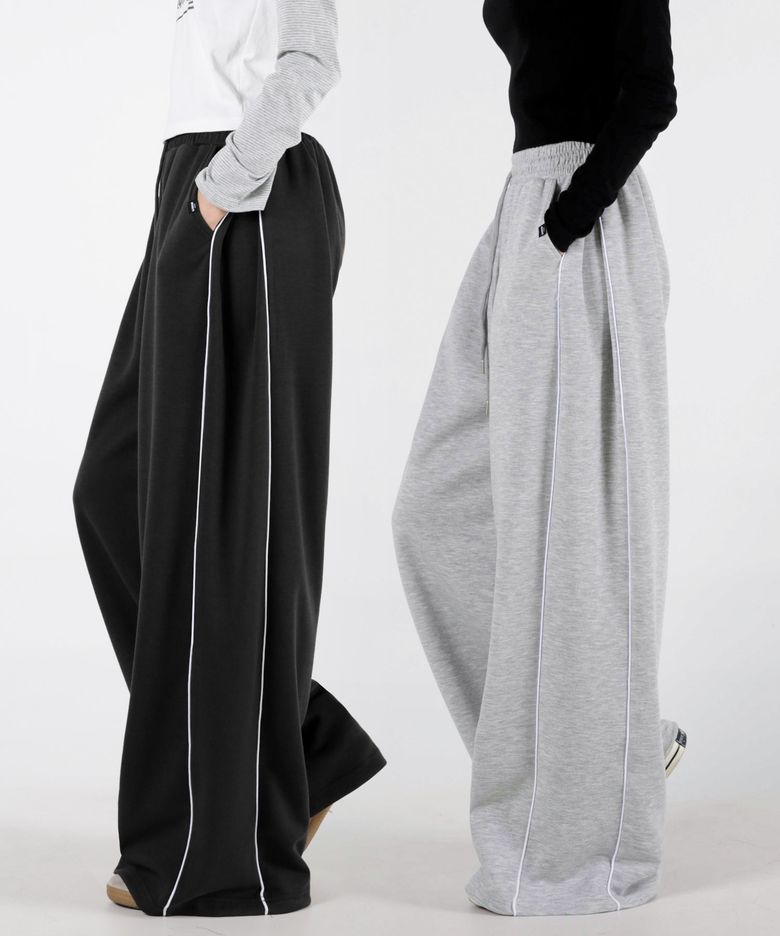 여자 파이핑라인 옆턱 와이드팬츠 3COLOR
