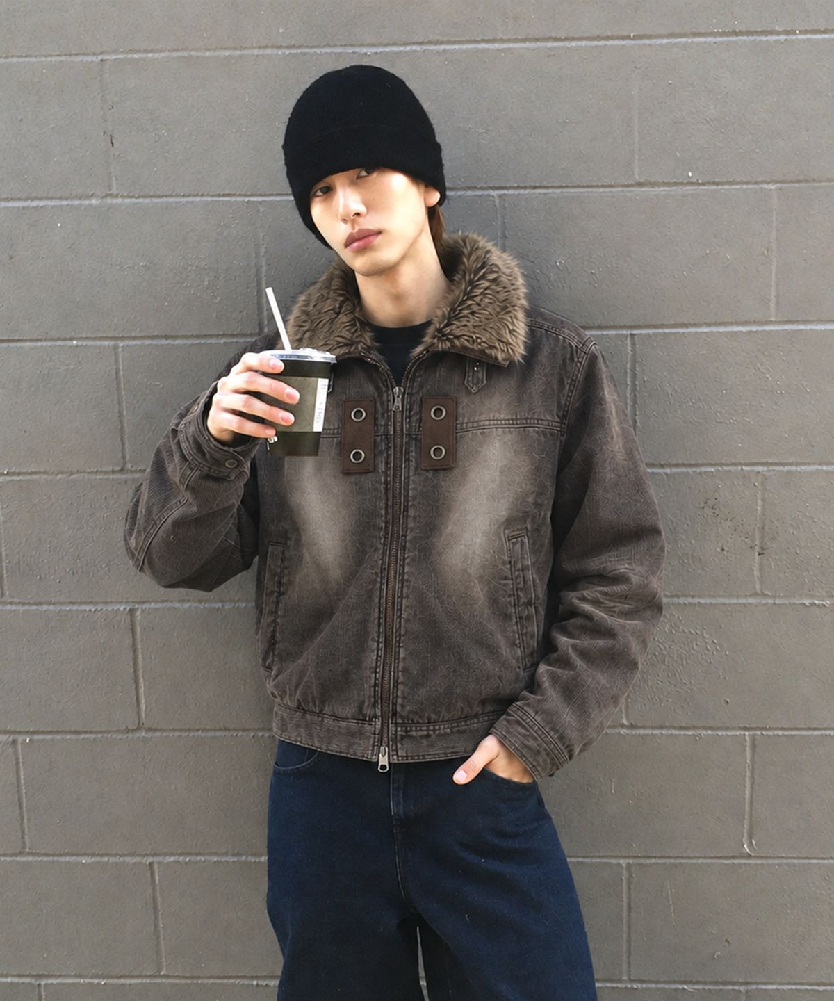 메인부스(MAINBOOTH) Wolf Corduroy Fur Jacket(BROWN)