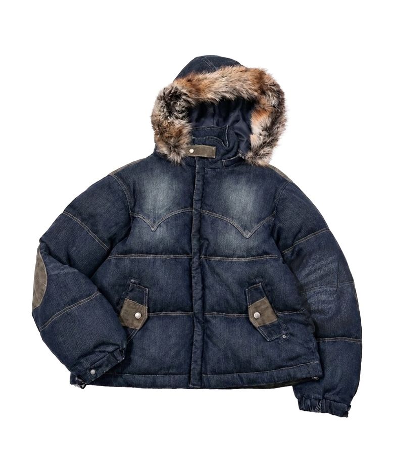 Vintage Western Puffer Jacket(INDIGO)
