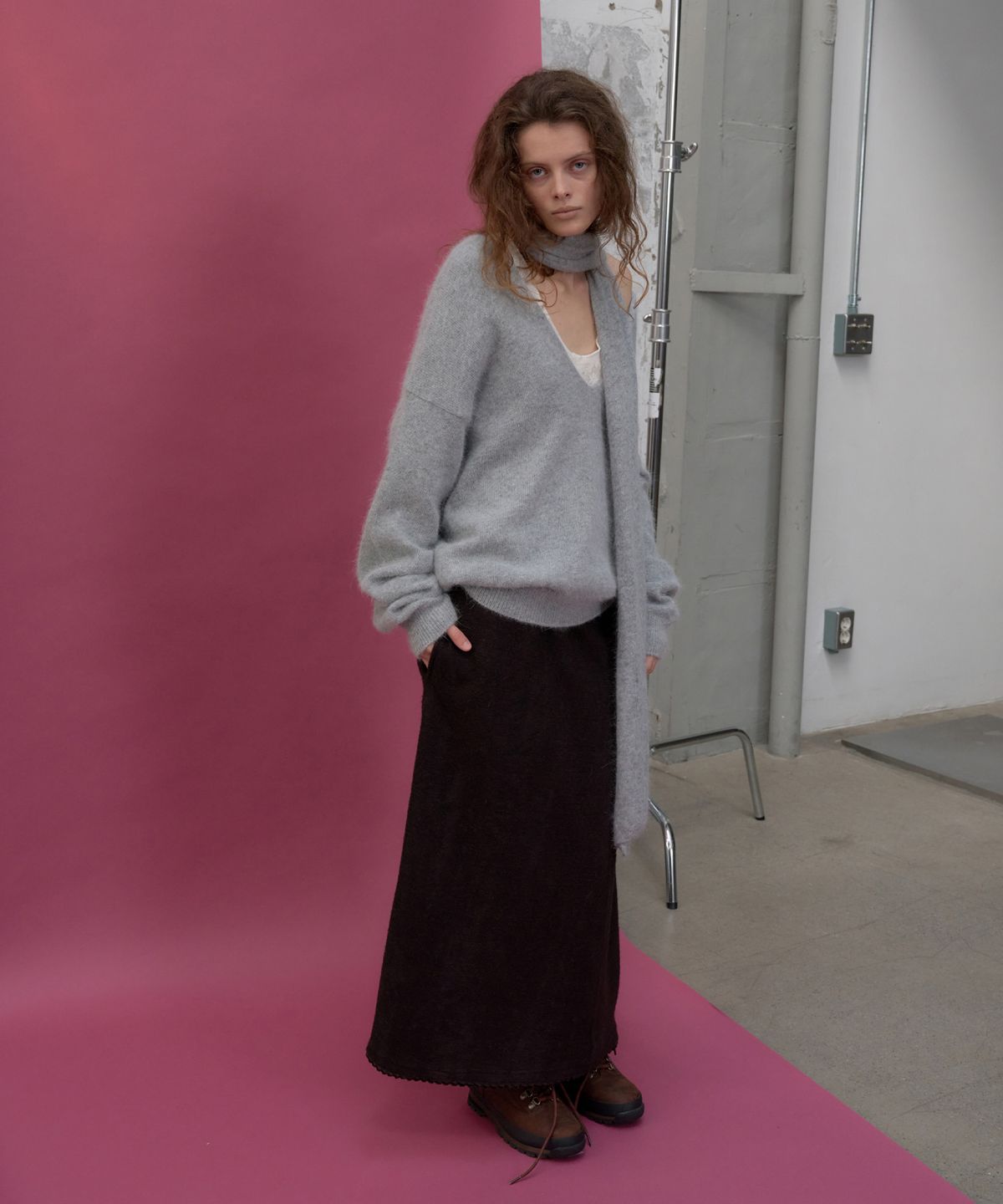 포에토(FOETO) Brushed fleece skirt - brown