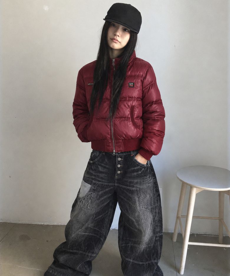 SC 패널 크롭 푸퍼 자켓(체리)