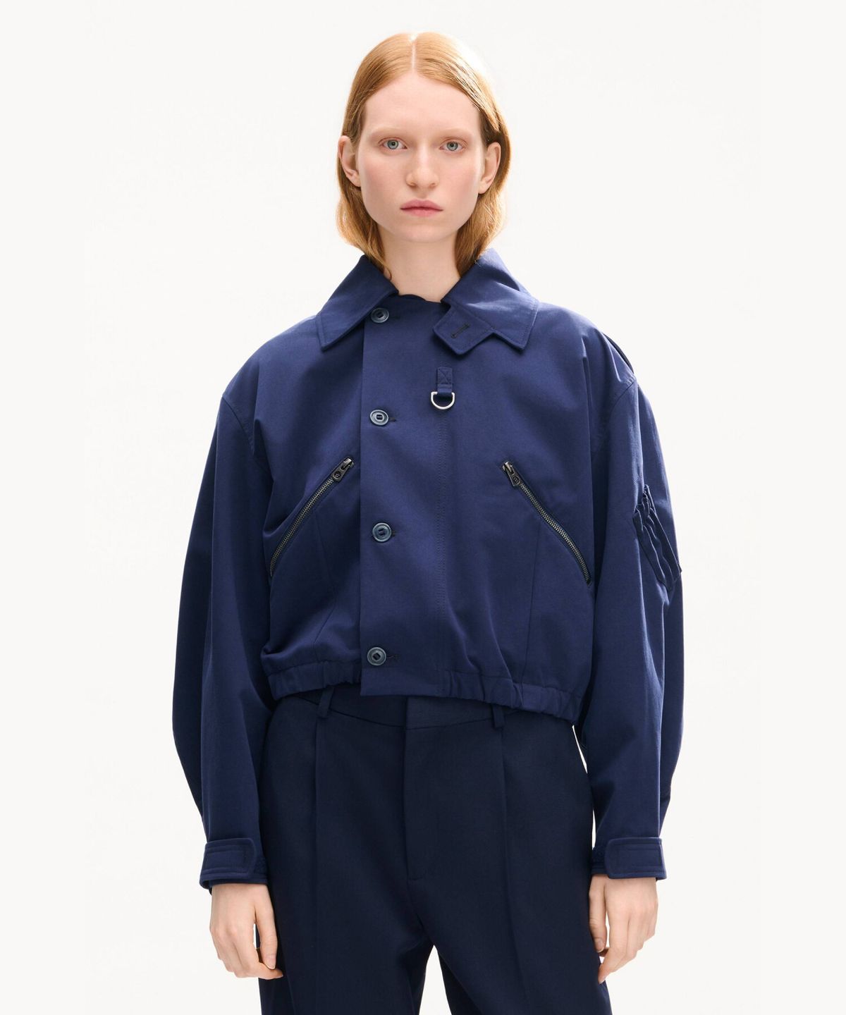 겐조(KENZO) 여성 메인 컬렉션 크롭 밀리터리 봄버 자켓_K266AWU201DBX