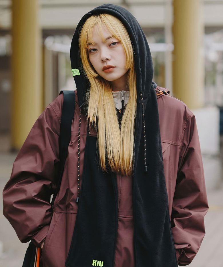kiu 플리스 후드 머플러 K588