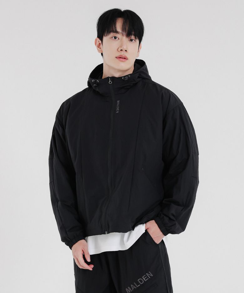 백 벤트 후드 트랙 자켓