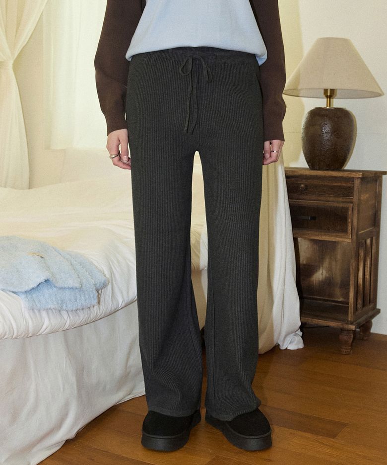 Comfort knit banding pants - charcoal