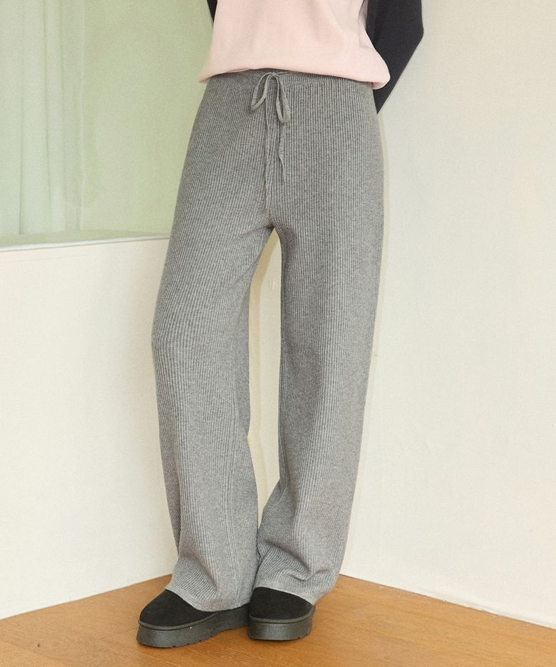 Comfort knit banding pants - grey