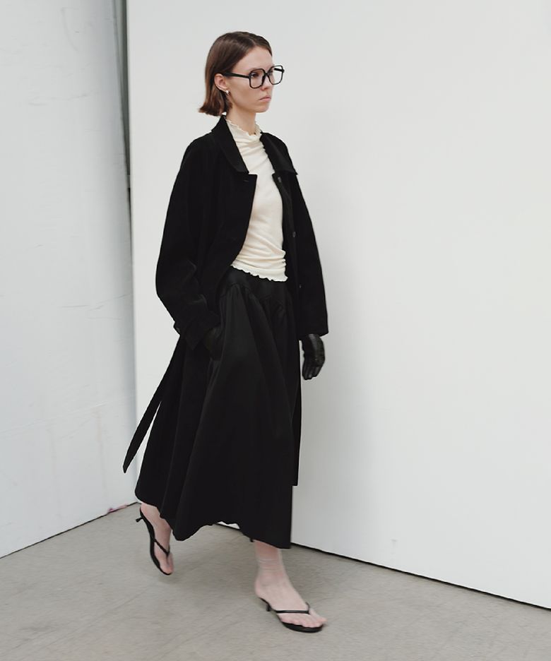 SUEDE AURA TRENCH COAT_BLACK