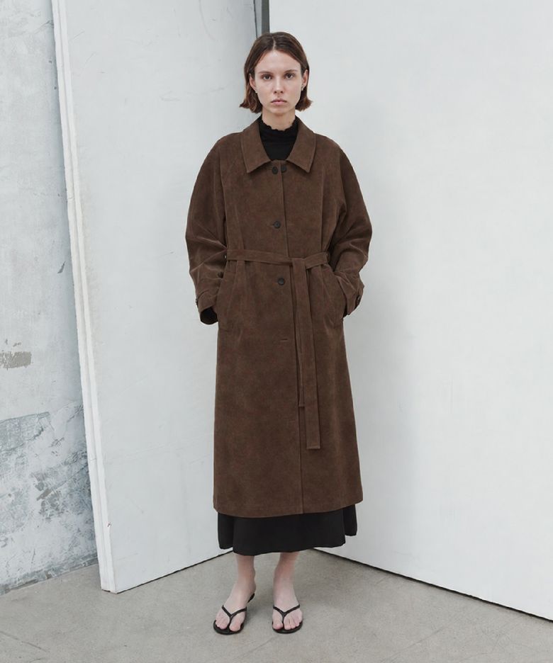 SUEDE AURA TRENCH COAT_BROWN
